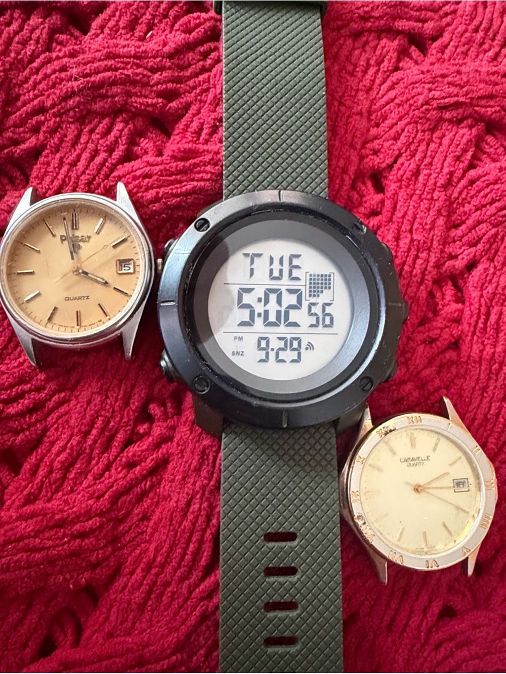 Digital Sport Watch with Olive Green Silicone Strap